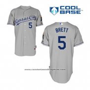 Camiseta Beisbol Hombre Kansas City Royals George Brett 5 Gris Cool Base