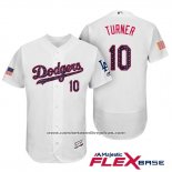 Camiseta Beisbol Hombre Los Angeles Dodgers 2017 Estrellas y Rayas Justin Turner Blanco Flex Base