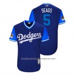 Camiseta Beisbol Hombre Los Angeles Dodgers Corey Seager 2018 LLWS Players Weekend Seags Azul