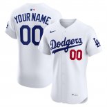Camiseta Beisbol Hombre Los Angeles Dodgers Elite Personalizada Blanco