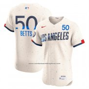 Camiseta Beisbol Hombre Los Angeles Dodgers Mookie Betts City Connect Elite Crema
