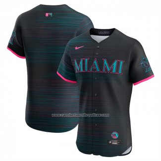 Camiseta Beisbol Hombre Miami Marlins 2025 City Connect Elite Negro