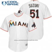 Camiseta Beisbol Hombre Miami Marlins 51 Ichiro Suzuki Blanco 2017 Cool Base