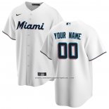 Camiseta Beisbol Hombre Miami Marlins Personalizada Replica Primera Blanco