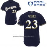 Camiseta Beisbol Hombre Milwaukee Brewers Azul Rickie Weeks Cool Base Jugador