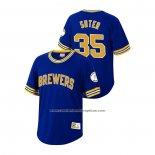 Camiseta Beisbol Hombre Milwaukee Brewers Brent Suter Cooperstown Collection Azul