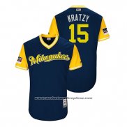 Camiseta Beisbol Hombre Milwaukee Brewers Erik Kratz 2018 LLWS Players Weekend Kratzy Azul