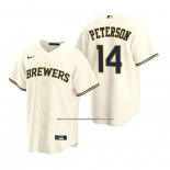 Camiseta Beisbol Hombre Milwaukee Brewers Jace Peterson Replica Primera Crema