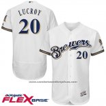 Camiseta Beisbol Hombre Milwaukee Brewers Jonathan Lucroy 20 Blanco Flex Base Autentico Collection Jugador