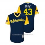 Camiseta Beisbol Hombre Milwaukee Brewers Matt Albers 2018 LLWS Players Weekend Albie Azul