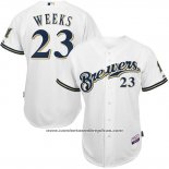 Camiseta Beisbol Hombre Milwaukee Brewers Rickie Weeks Blanco Jugador Autentico