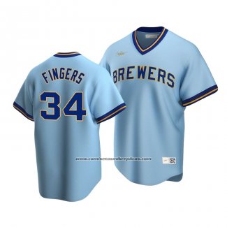 Camiseta Beisbol Hombre Milwaukee Brewers Rollie Fingers Cooperstown Collection Road Azul