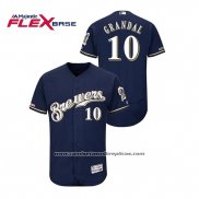 Camiseta Beisbol Hombre Milwaukee Brewers Yasmani Grandal Autentico Flex Base Azul