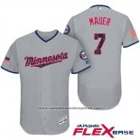 Camiseta Beisbol Hombre Minnesota Twins 2017 Estrellas y Rayas Joe Mauer Gris Flex Base