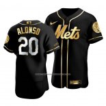 Camiseta Beisbol Hombre New York Mets Pete Alonso Golden Edition Autentico Negro