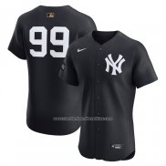 Camiseta Beisbol Hombre New York Yankees Aaron Judge Alterno Sponsor Patch Gold Batterman Elite Azul1