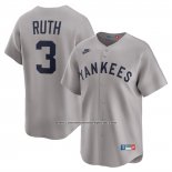 Camiseta Beisbol Hombre New York Yankees Babe Ruth Throwback Cooperstown Collection Limited Gris