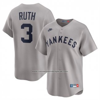 Camiseta Beisbol Hombre New York Yankees Babe Ruth Throwback Cooperstown Collection Limited Gris
