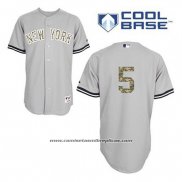 Camiseta Beisbol Hombre New York Yankees Joe Dimaggio 5 Gris Usmc Cool Base