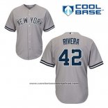 Camiseta Beisbol Hombre New York Yankees Mariano Rivera 42 Gris Cool Base