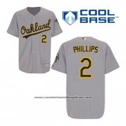 Camiseta Beisbol Hombre Oakland Athletics Tony Phillips 2 Gris Cool Base