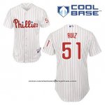 Camiseta Beisbol Hombre Philadelphia Phillies Carlos Ruiz 51 Blanco Primera Cool Base
