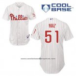Camiseta Beisbol Hombre Philadelphia Phillies Carlos Ruiz 51 Blanco Primera Cool Base