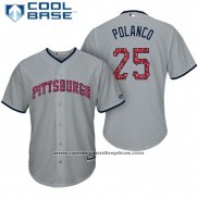 Camiseta Beisbol Hombre Pittsburgh Pirates 2017 Estrellas y Rayas Gregory Polanco Gris Cool Base