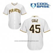 Camiseta Beisbol Hombre Pittsburgh Pirates Gerrit Cole 45 Blanco Primera Cool Base