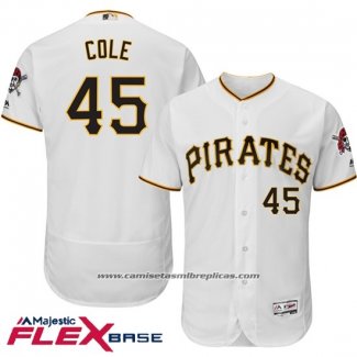 Camiseta Beisbol Hombre Pittsburgh Pirates Gerrit Cole Autentico Collection Flex Base Blanco
