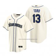 Camiseta Beisbol Hombre Seattle Mariners Abraham Toro Replica Alterno Crema