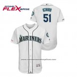 Camiseta Beisbol Hombre Seattle Mariners Ichiro Suzuki 150th Aniversario Patch Flex Base Blanco