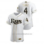 Camiseta Beisbol Hombre Tampa Bay Rays Blake Snell Golden Edition Autentico Blanco