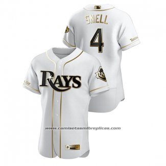 Camiseta Beisbol Hombre Tampa Bay Rays Blake Snell Golden Edition Autentico Blanco