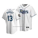 Camiseta Beisbol Hombre Tampa Bay Rays Manuel Margot Replica Primera 2020 Blanco