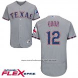 Camiseta Beisbol Hombre Texas Rangers 12 Rougned Odor Gris Flex Base
