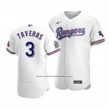 Camiseta Beisbol Hombre Texas Rangers Leody Taveras 3 Autentico Primera Blanco