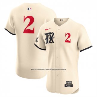 Camiseta Beisbol Hombre Texas Rangers Marcus Semien City Connect Elite Crema1