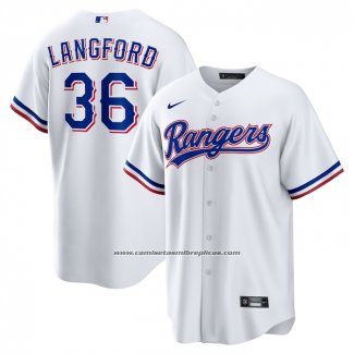 Camiseta Beisbol Hombre Texas Rangers Wyatt Langford Primera Replica Blanco