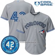 Camiseta Beisbol Hombre Toronto Blue Jays Gris Jackie Robinson Cool Base