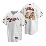 Camiseta Beisbol Hombre Washington Nationals Daniel Hudson Gold-Trimmed Championship Replica Blanco