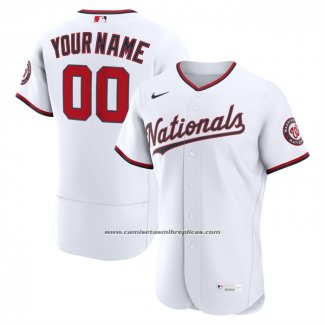 Camiseta Beisbol Hombre Washington Nationals Primera Autentico Personalizada Blanco