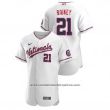 Camiseta Beisbol Hombre Washington Nationals Tanner Rainey Autentico 2020 Alterno Blanco