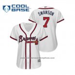 Camiseta Beisbol Mujer Atlanta Braves Dansby Swanson Cool Base Primera 2019 Blanco
