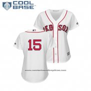 Camiseta Beisbol Mujer Boston Red Sox Dustin Pedroia Cool Base Blanco