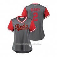 Camiseta Beisbol Mujer Cincinnati Reds Alex Blandino 2018 LLWS Players Weekend Blandy Gris