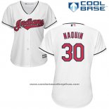 Camiseta Beisbol Mujer Cleveland Indians 30 Tyler Naquin Blanco Cool Base