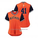 Camiseta Beisbol Mujer Houston Astros Brad Peacock 2018 LLWS Players Weekend P Orange