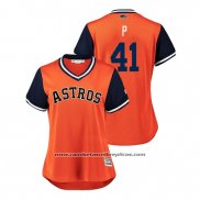 Camiseta Beisbol Mujer Houston Astros Brad Peacock 2018 LLWS Players Weekend P Orange