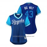 Camiseta Beisbol Mujer Kansas City Royals Wily Peralta 2018 LLWS Players Weekend Big Wily Azul